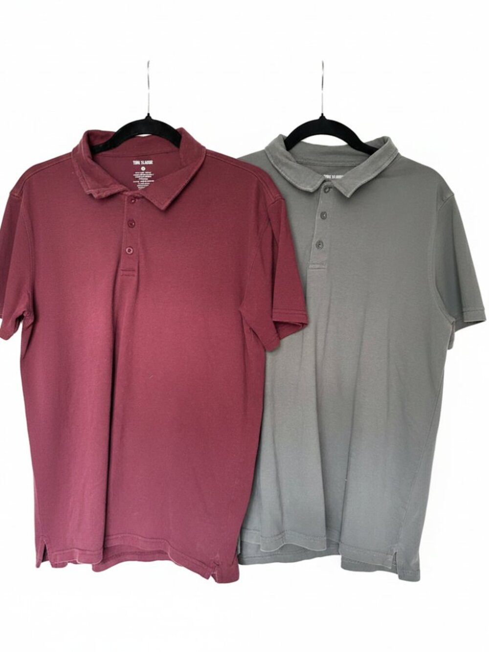 True Classic Men's Polo Shirts L Burgundy Gray Bundle